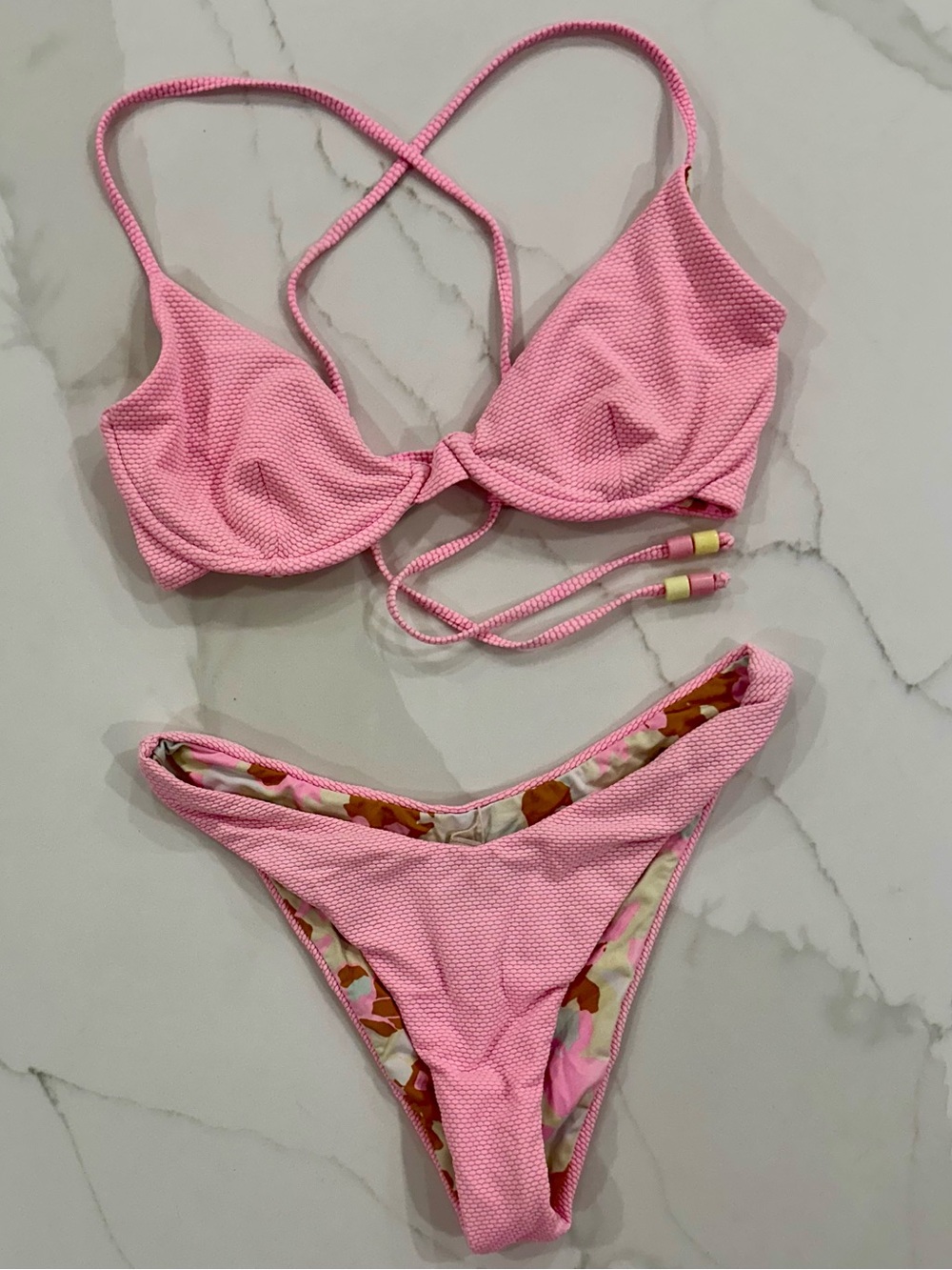 Maaji Pink Textured Bikini Set